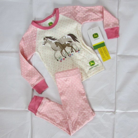 John Deere Pajamas John Deere Toddler Girls Pink Polka Dot Horse